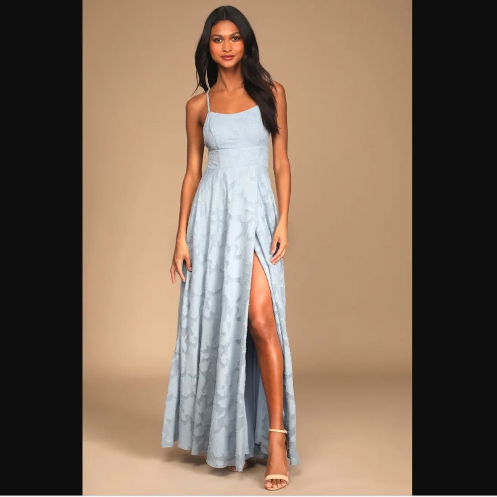 Lulu's Slate Blue Maxi Dress
